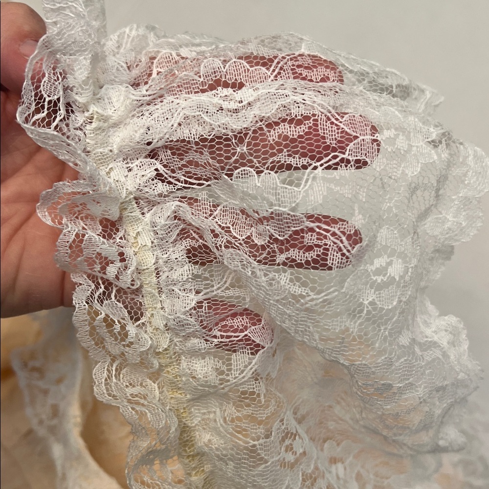 70’s VINTAGE VICTORIAN TEA LACE RUFFLE COQUETTE BOW PINK DRESS SIZE XS - Picture 13 of 17